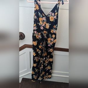 Floral Tie-Sleeve Jumpsuit